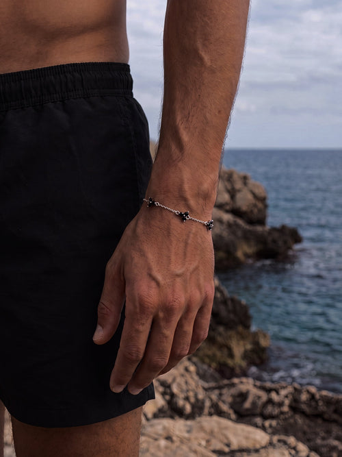 FORTUNA Sort Armbånd | Sølv