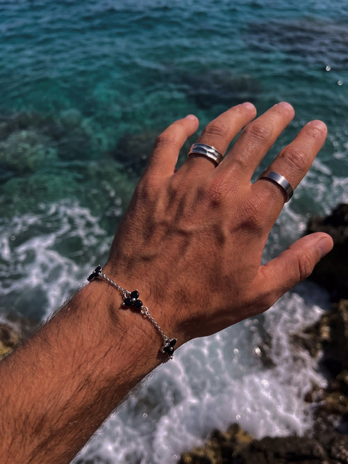 FORTUNA Sort Armbånd | Sølv