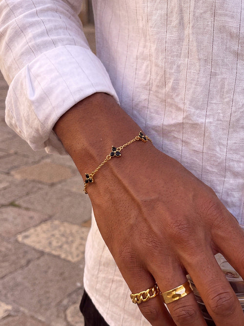 FORTUNA Sort Armbånd | 18K Guld