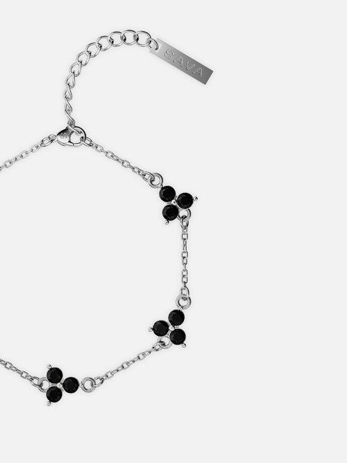 FORTUNA Sort Armbånd | Sølv