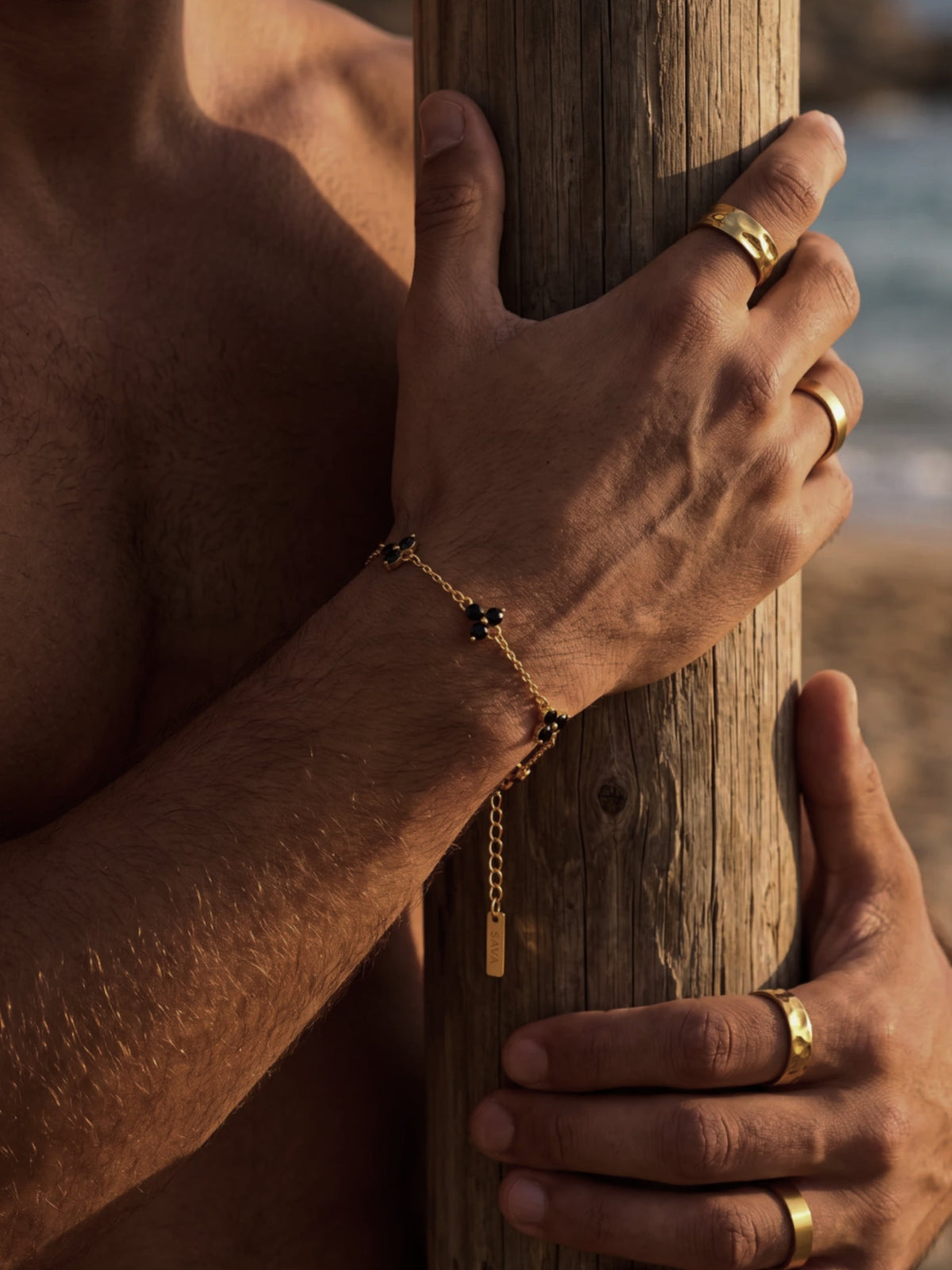 Pulsera FORTUNA Negro | Oro 18K