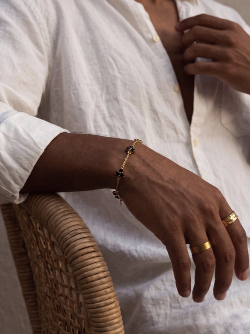 Pulsera FORTUNA Negro | Oro 18K